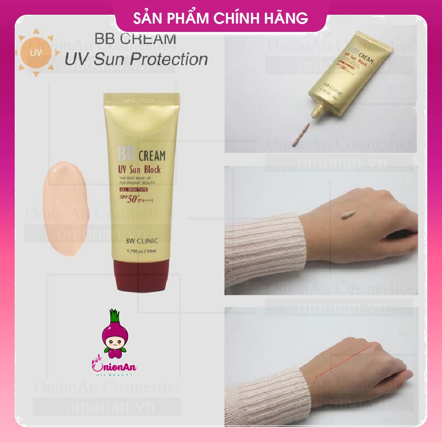 Kem Nền Chống Nắng BB Cream UV Sun Block 3W Clinic SPF 50+ PA+++